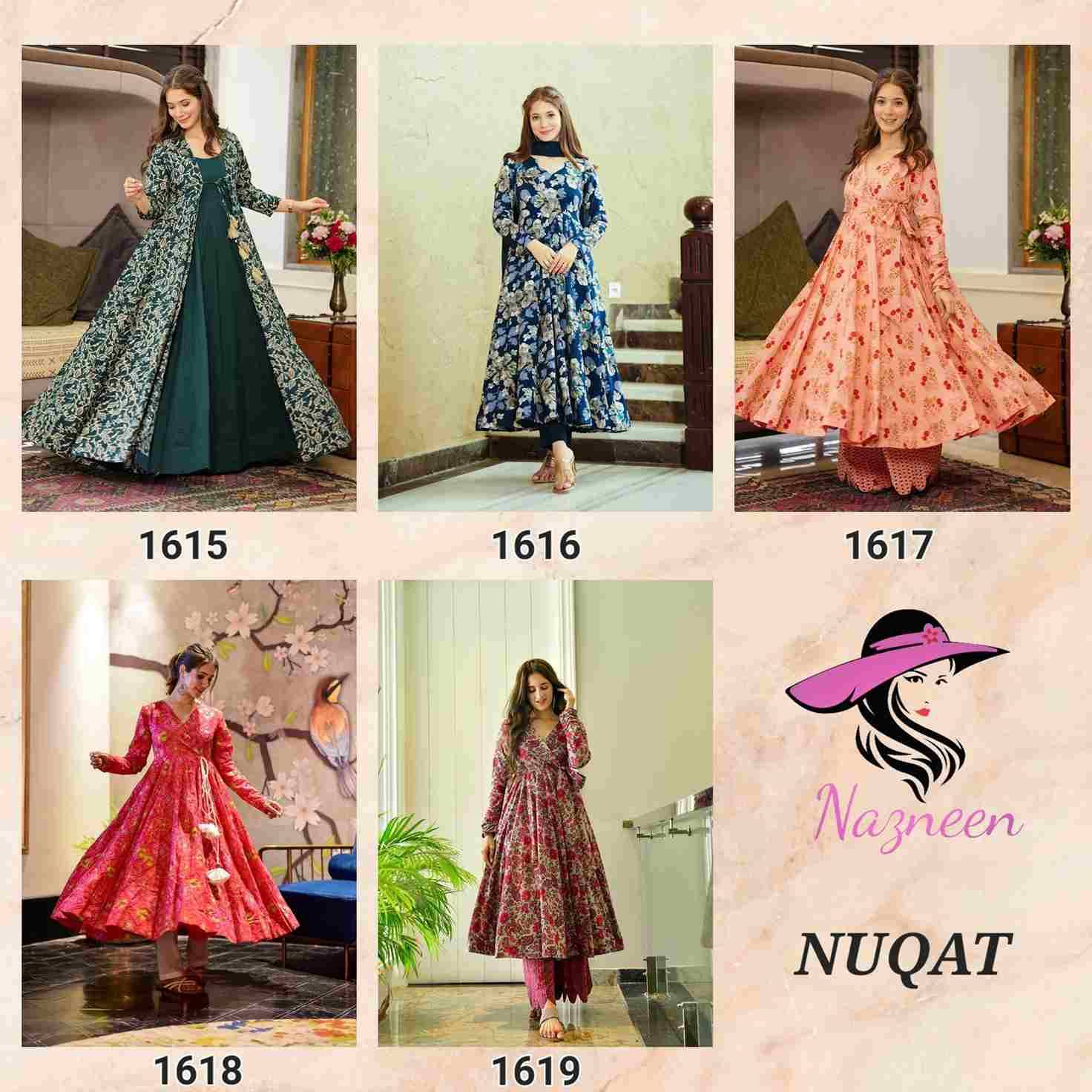 Nuqat By Nazneen 1615 To 1619 Series Beautiful Festive Suits Colorful Stylish Fancy Casual Wear & Ethnic Wear Pure Muslin Dresses At Wholesale Price