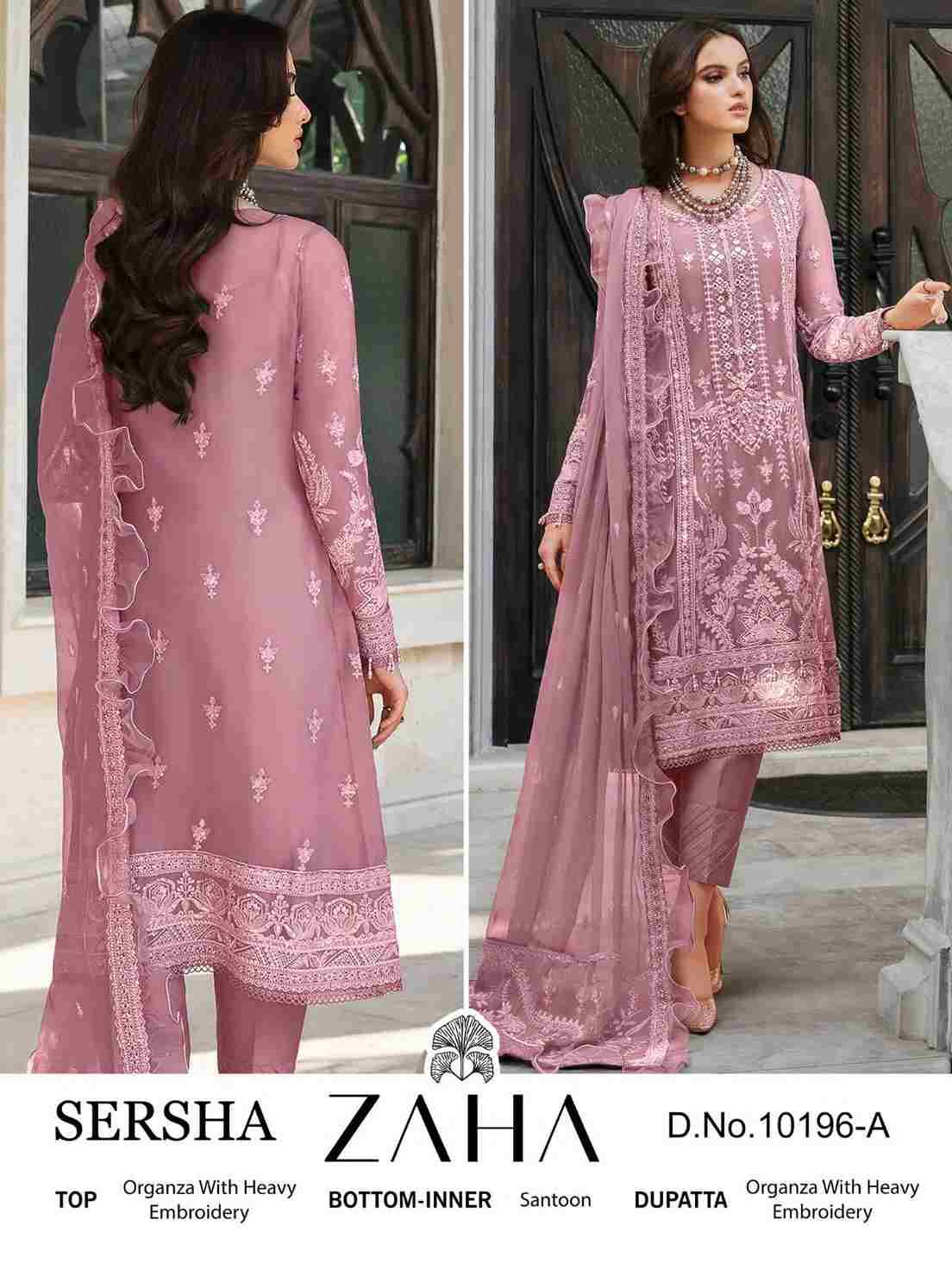 Sersha By Zaha 10196-A To 10196-D Series Beautiful Pakistani Suits Stylish Fancy Colorful Party Wear & Occasional Wear Organza Embroidered Dresses At Wholesale Price