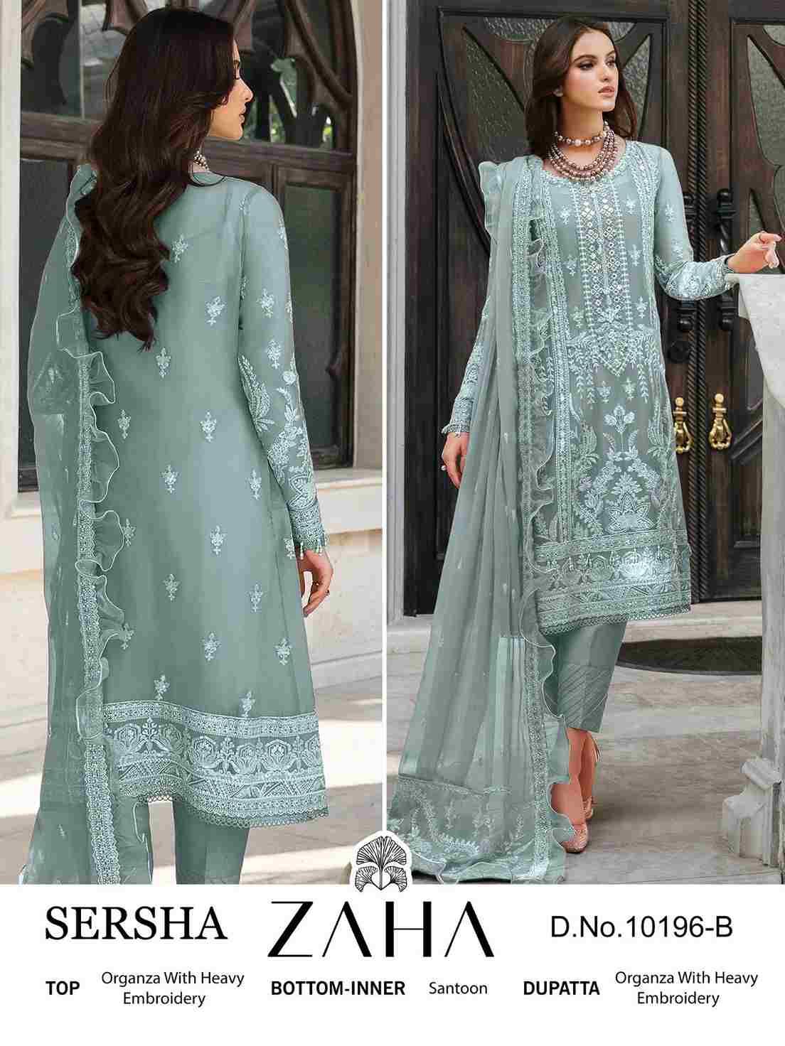 Sersha By Zaha 10196-A To 10196-D Series Beautiful Pakistani Suits Stylish Fancy Colorful Party Wear & Occasional Wear Organza Embroidered Dresses At Wholesale Price