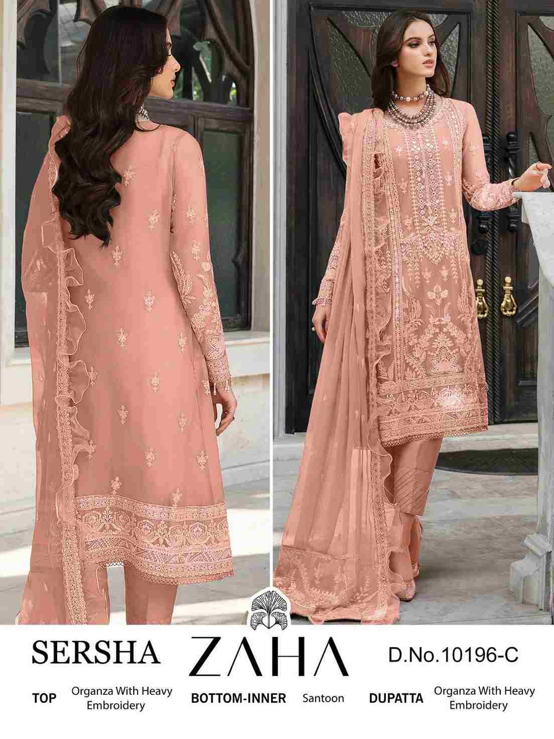 Sersha By Zaha 10196-A To 10196-D Series Beautiful Pakistani Suits Stylish Fancy Colorful Party Wear & Occasional Wear Organza Embroidered Dresses At Wholesale Price