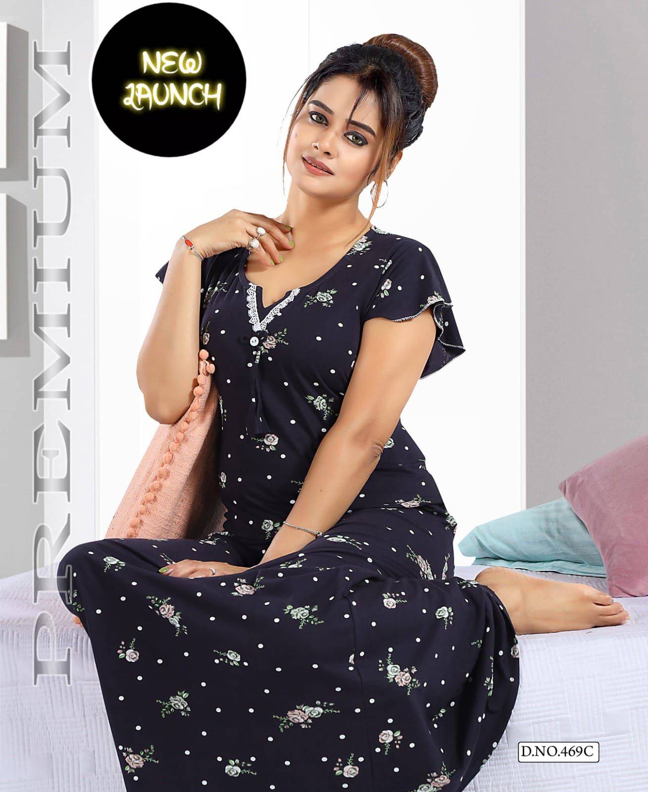 Shinker Gown Vol-469 By Fashion Talk 469-A To 469-F Series Beautiful Stylish Fancy Colorful Casual Wear & Ethnic Wear Hosiery Cotton Gowns At Wholesale Price