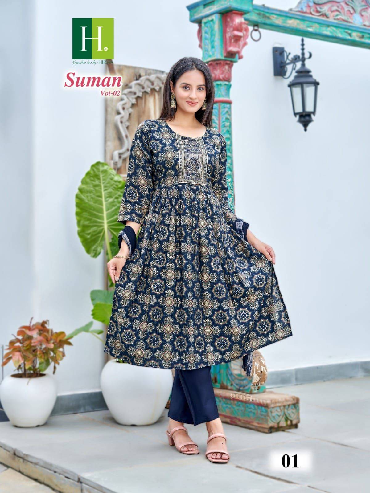 Suman Vol-2 By Hirwa 01 To 08 Series Beautiful Festive Suits Colorful Stylish Fancy Casual Wear & Ethnic Wear Modal Foil Dresses At Wholesale Price