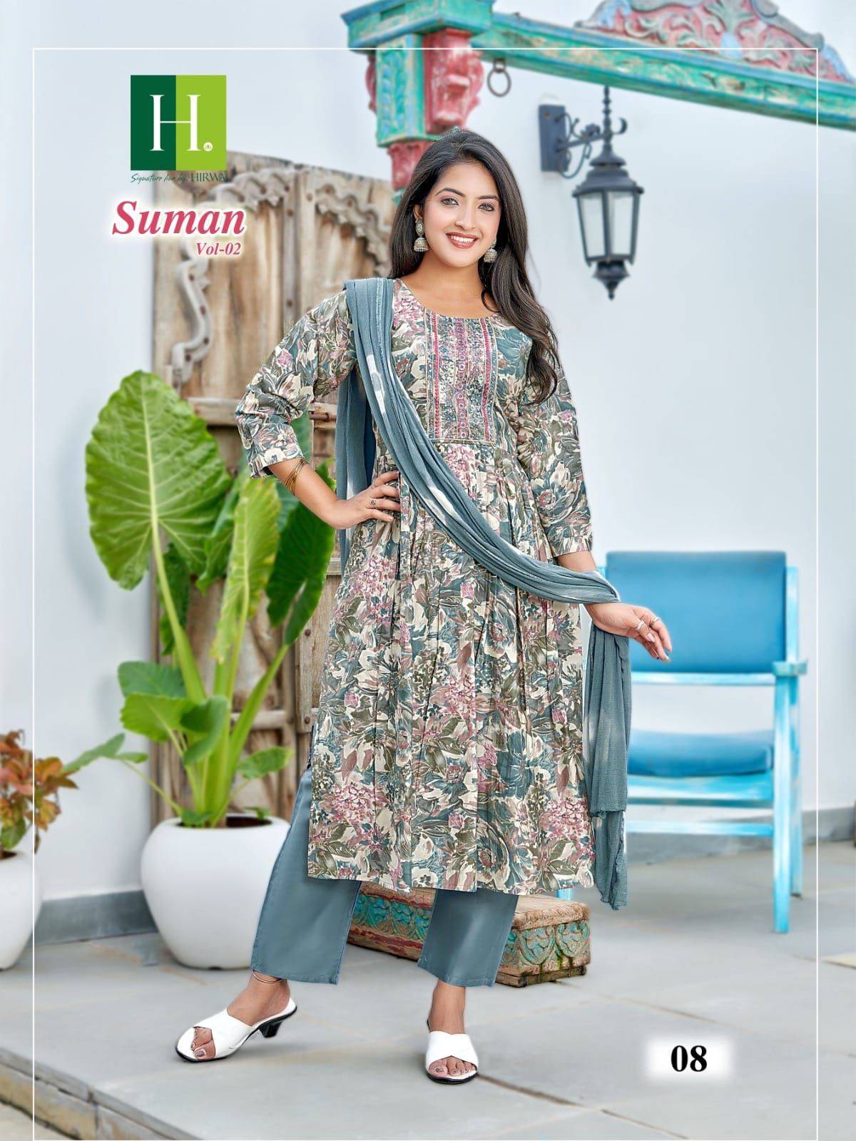 Suman Vol-2 By Hirwa 01 To 08 Series Beautiful Festive Suits Colorful Stylish Fancy Casual Wear & Ethnic Wear Modal Foil Dresses At Wholesale Price