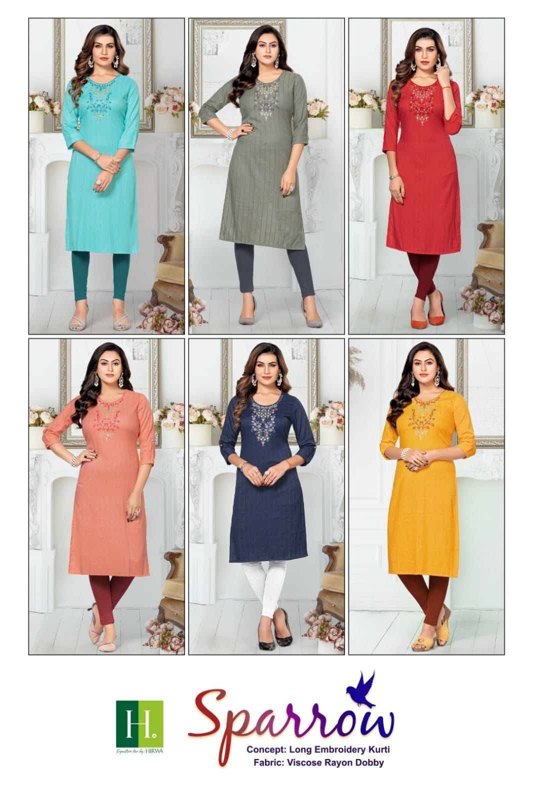 Sparrow By Hirwa 101 To 106 Series Designer Stylish Fancy Colorful Beautiful Party Wear & Ethnic Wear Collection Rayon Embroidery Kurtis At Wholesale Price