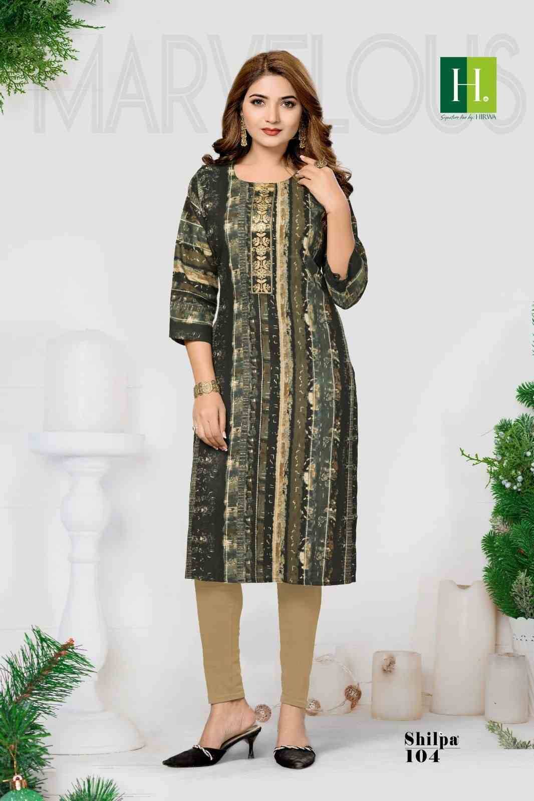 Shilpa By Hirwa 101 To 104 Series Designer Stylish Fancy Colorful Beautiful Party Wear & Ethnic Wear Collection Rayon Foil Kurtis At Wholesale Price