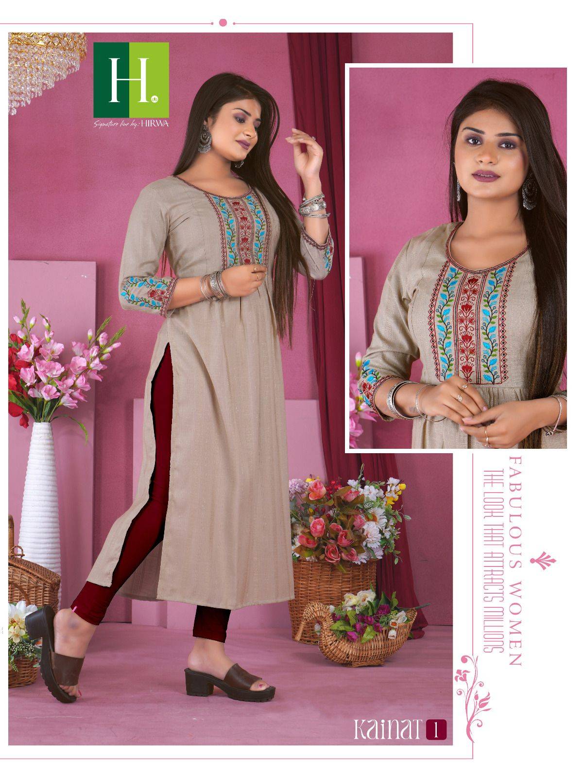 Kainat By Hirwa 1 To 5 Series Designer Stylish Fancy Colorful Beautiful Party Wear & Ethnic Wear Collection Viscose Rayon Kurtis At Wholesale Price