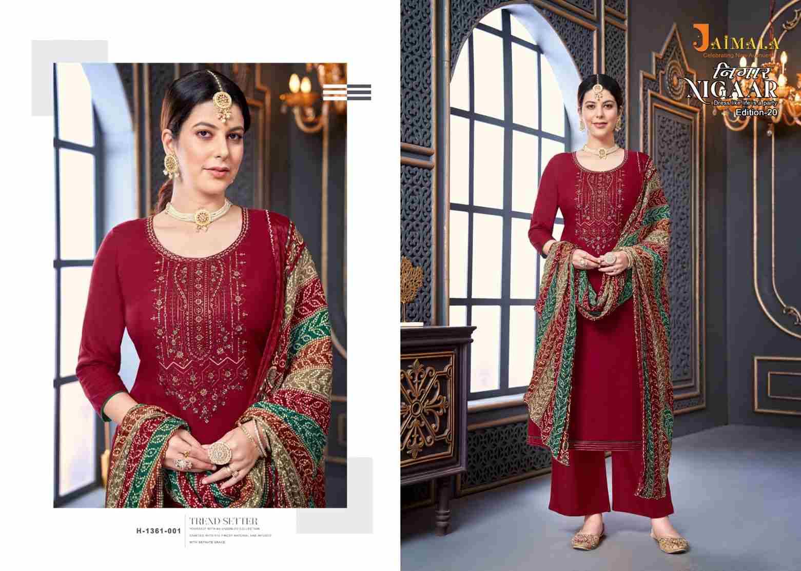 Nigaar Vol-20 By Jaimala 1361-001 To 1361-008 Series Designer Festive Suits Beautiful Fancy Stylish Colorful Party Wear & Occasional Wear Pure Rayon Slub Dresses At Wholesale Price