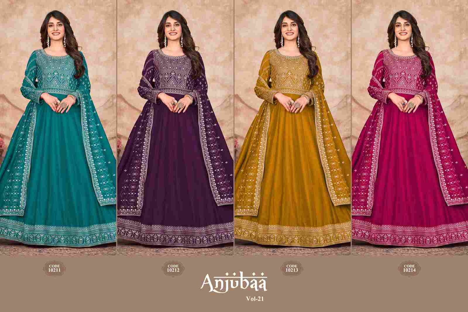 Anjubaa Vol-21 By Fashid Wholesale 10211 To 10214 Series Beautiful Anarkali Suits Colorful Stylish Fancy Casual Wear & Ethnic Wear Art Silk Embroidered Dresses At Wholesale Price