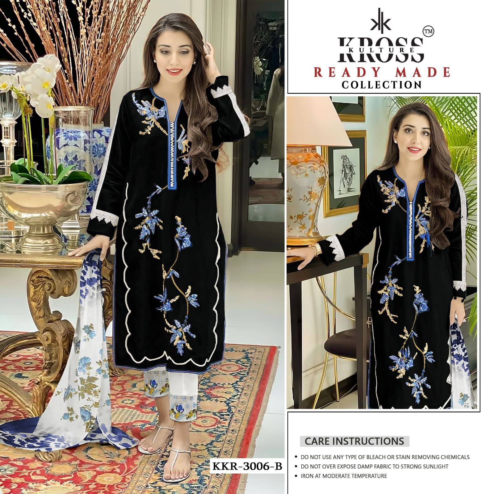 Kross Kulture Hit Design 3006 Colours By Kross Kulture 3006-A To 3006-B Series Beautiful Pakistani Suits Colorful Stylish Fancy Casual Wear & Ethnic Wear Heavy Georgette Embroidered Dresses At Wholesale Price