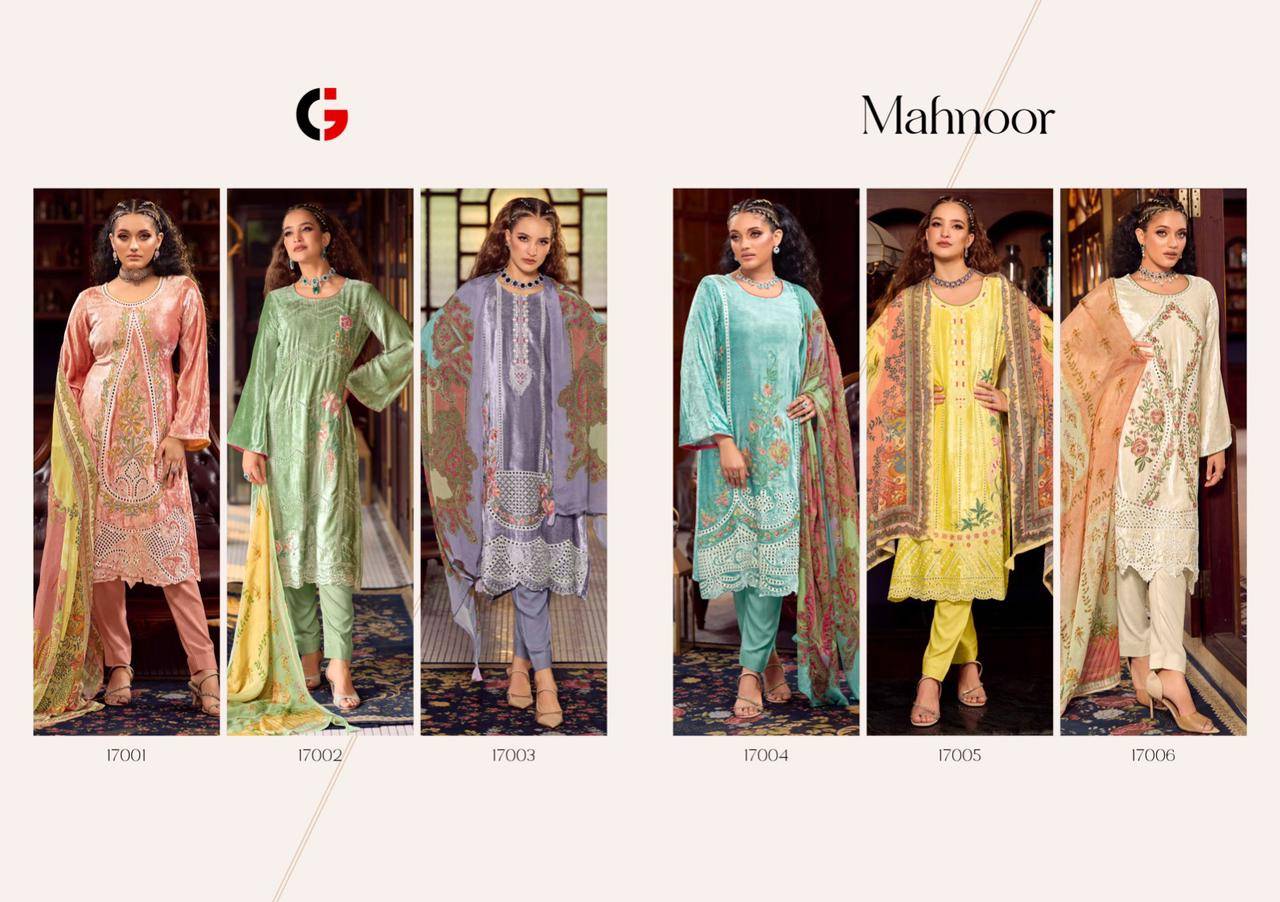 Mahnoor By Gull Jee 17001 To 17006 Series Designer Festive Suits Beautiful Stylish Fancy Colorful Party Wear & Occasional Wear Pure Viscose Velvet Dresses At Wholesale Price
