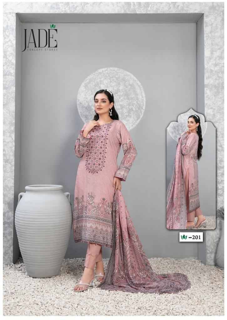 Crimson Vol-2 By Jade 201 To 206 Series Beautiful Festive Suits Colorful Stylish Fancy Casual Wear & Ethnic Wear Pure Lawn Print Dresses At Wholesale Price