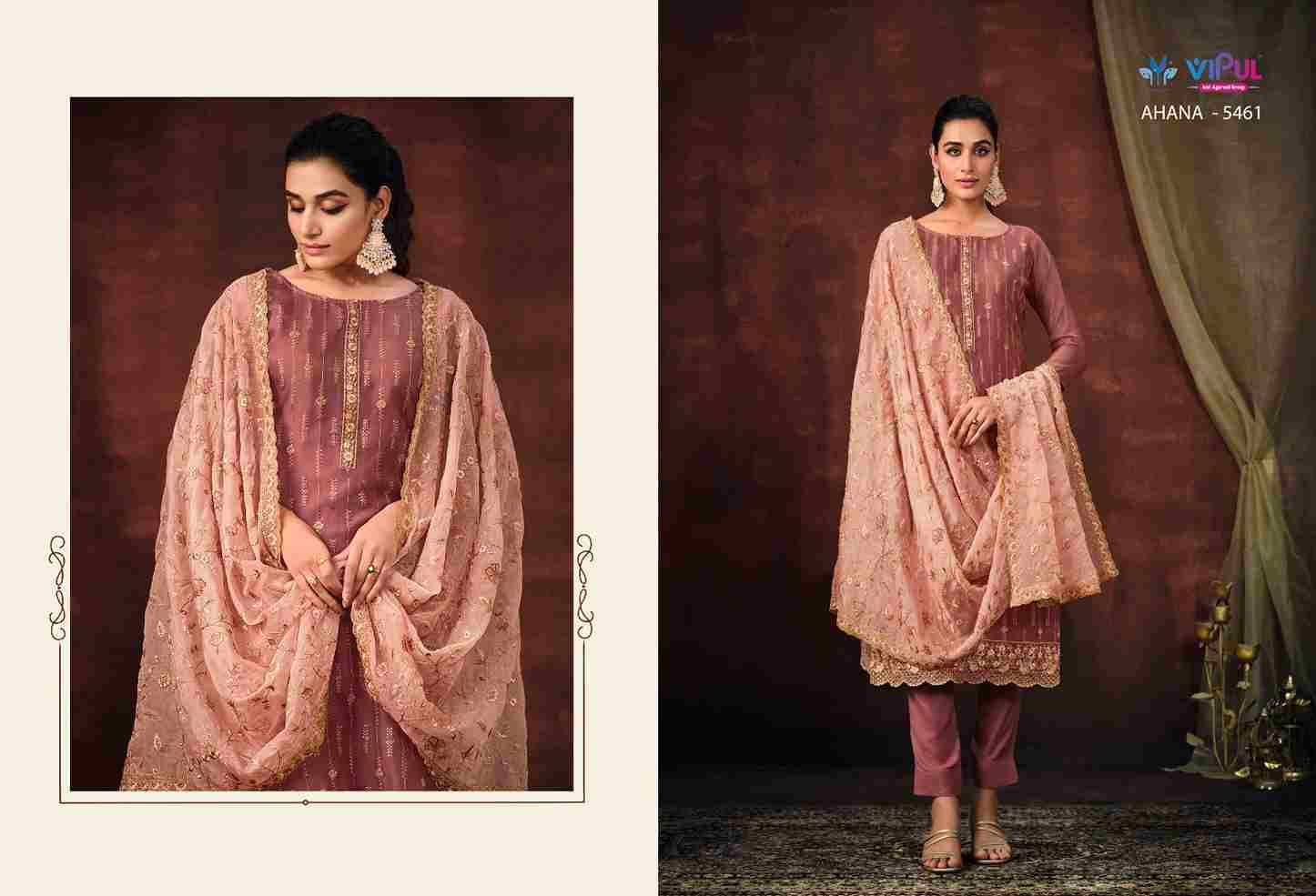 Ahana By Vipul Fashion 5461 To 5466 Series Beautiful Suits Colorful Stylish Fancy Casual Wear & Ethnic Wear Organza Embroidered Dresses At Wholesale Price