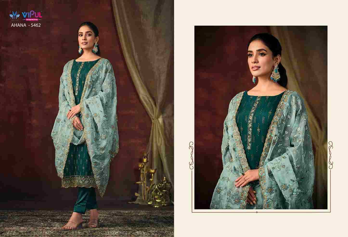 Ahana By Vipul Fashion 5461 To 5466 Series Beautiful Suits Colorful Stylish Fancy Casual Wear & Ethnic Wear Organza Embroidered Dresses At Wholesale Price