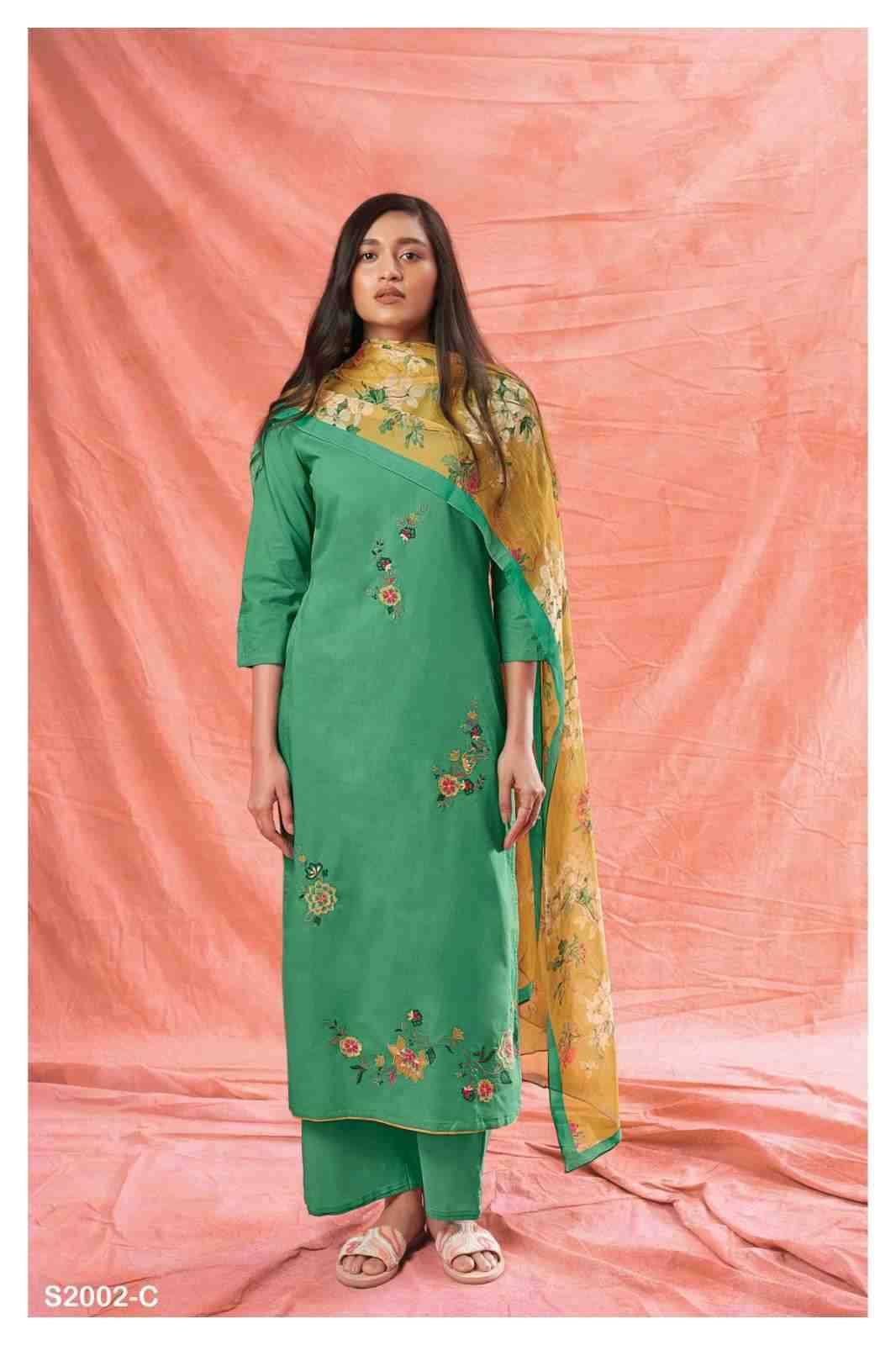 Kriti-2002 By Ganga Fashion 2002-A To 2002-D Series Beautiful Stylish Festive Suits Fancy Colorful Casual Wear & Ethnic Wear & Ready To Wear Cotton Silk Print Dresses At Wholesale Price