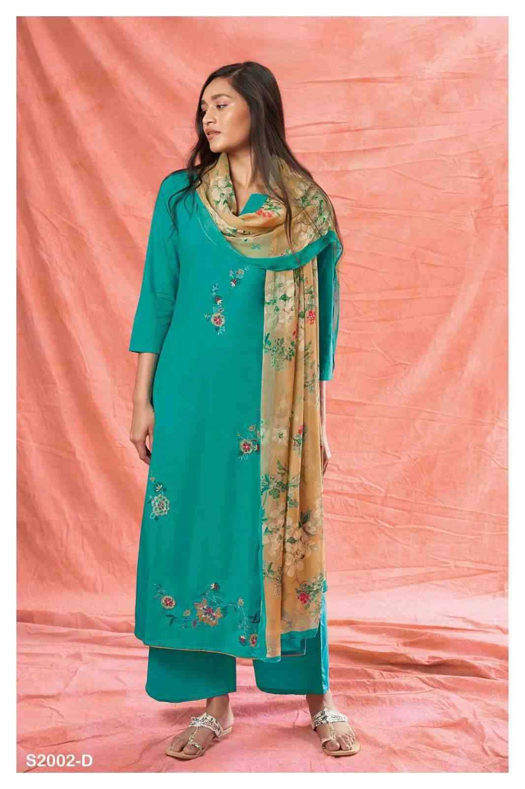 Kriti-2002 By Ganga Fashion 2002-A To 2002-D Series Beautiful Stylish Festive Suits Fancy Colorful Casual Wear & Ethnic Wear & Ready To Wear Cotton Silk Print Dresses At Wholesale Price