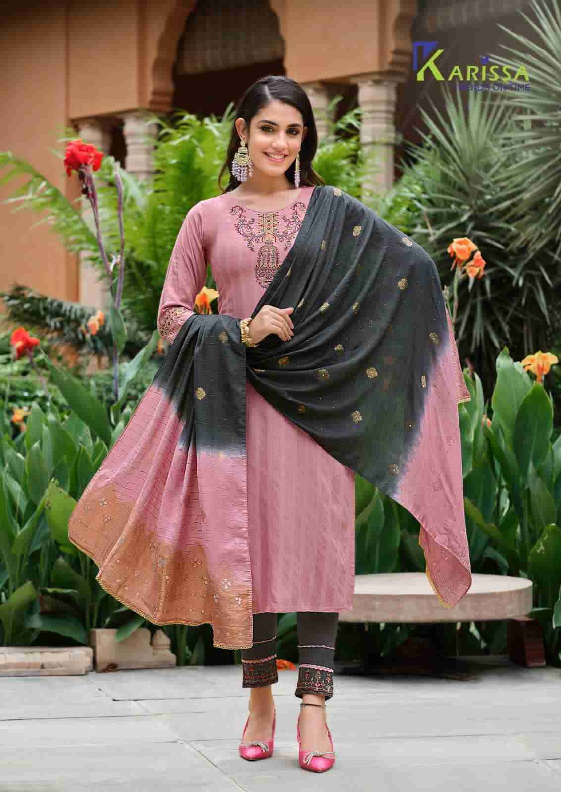 Anushka By Karissa 1001 To 1006 Series Beautiful Stylish Festive Suits Fancy Colorful Casual Wear & Ethnic Wear & Ready To Wear Viscose Rayon Dresses At Wholesale Price