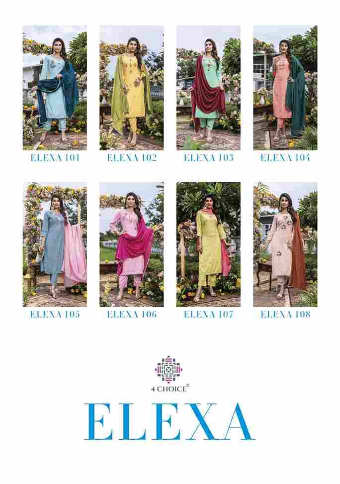 Elexa By 4 Choice 101 To 108 Series Beautiful Stylish Festive Suits Fancy Colorful Casual Wear & Ethnic Wear & Ready To Wear Pure Viscose Dresses At Wholesale Price