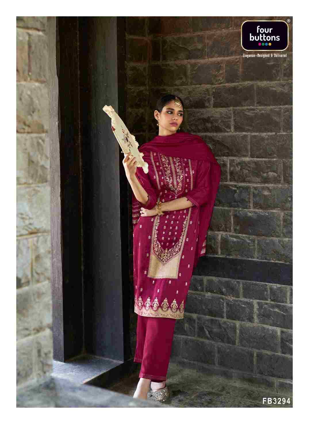 Royalty Vol-5 By Four Buttons 3291 To 3296 Series Beautiful Stylish Festive Suits Fancy Colorful Casual Wear & Ethnic Wear & Ready To Wear Pure Dola Silk Dresses At Wholesale Price