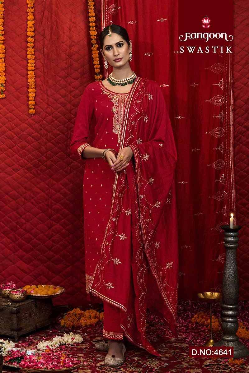 Swastik By Rangoon 4641 To 4646 Series Beautiful Festive Suits Colorful Stylish Fancy Casual Wear & Ethnic Wear Viscose Jacquard Dresses At Wholesale Price