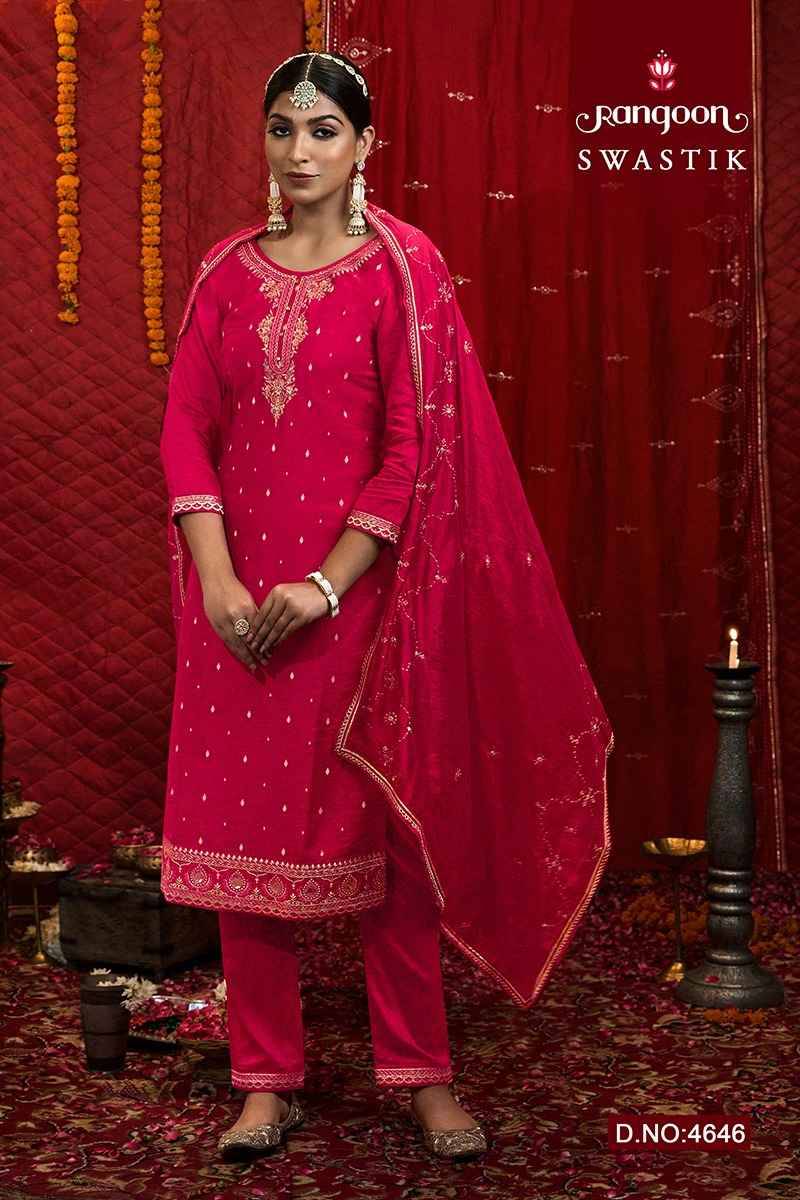 Swastik By Rangoon 4641 To 4646 Series Beautiful Festive Suits Colorful Stylish Fancy Casual Wear & Ethnic Wear Viscose Jacquard Dresses At Wholesale Price
