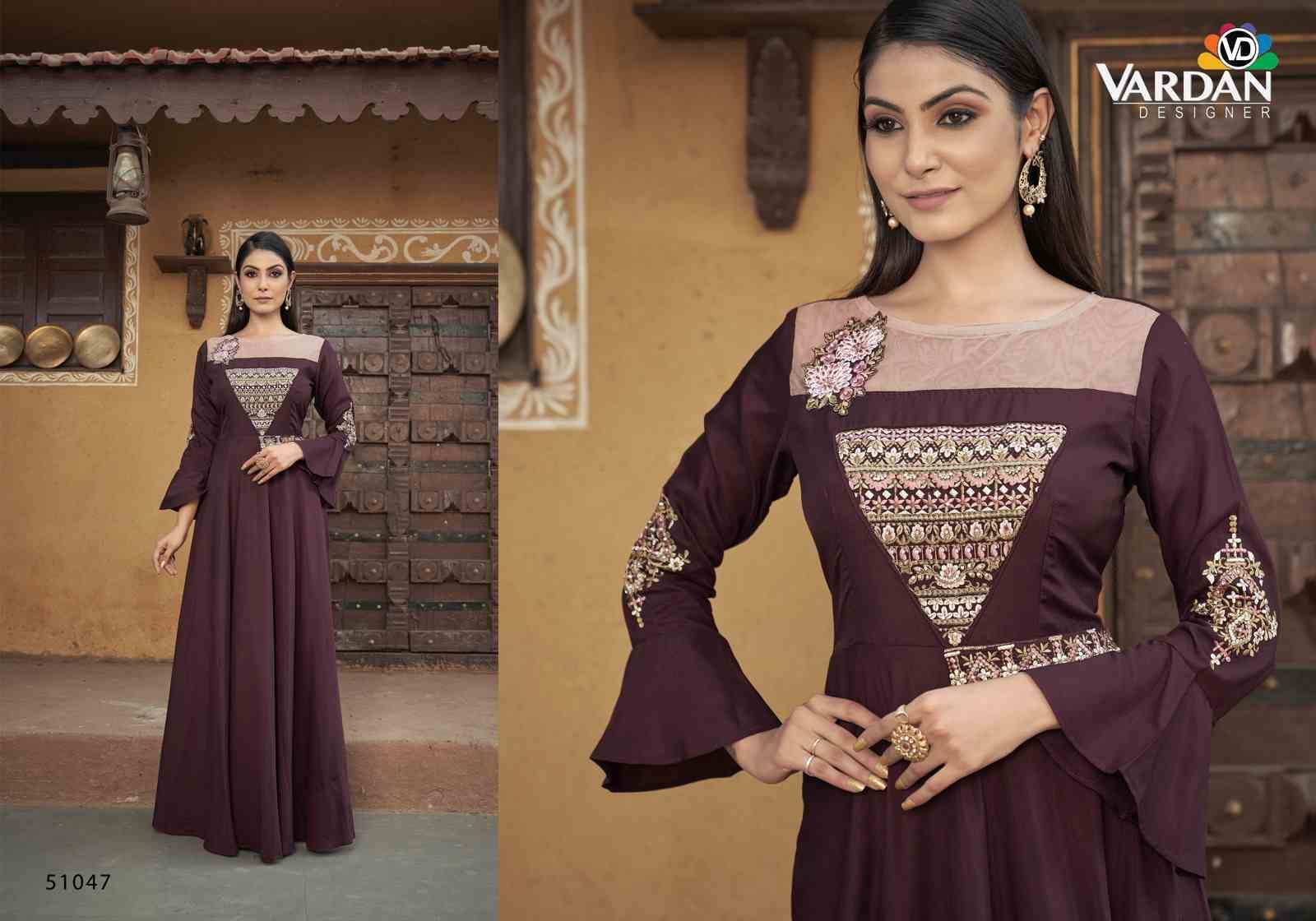 Sara Vol-2 By Vardan Designer 51045 To 51047 Series Beautiful Stylish Fancy Colorful Casual Wear & Ethnic Wear Heavy Muslin Gowns At Wholesale Price