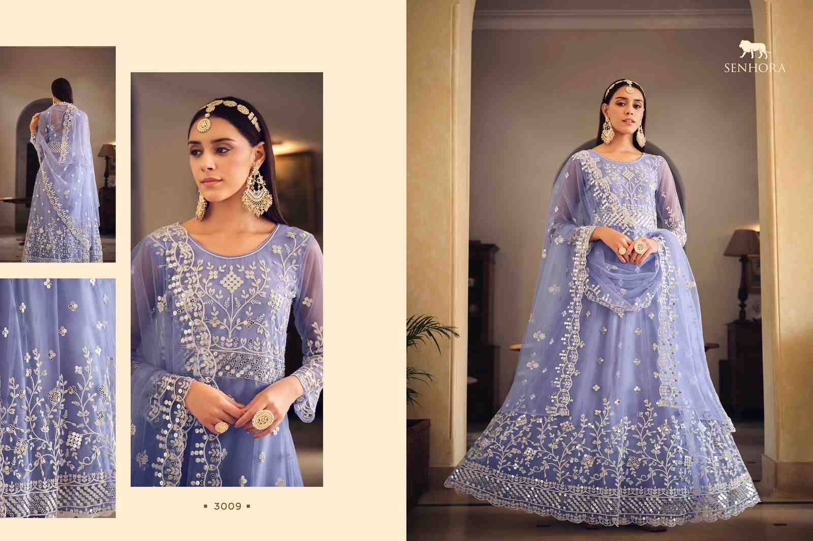 Sarika By Senhora Dresses 3006 To 3009 Series Designer Anarkali Suits Beautiful Stylish Fancy Colorful Party Wear & Occasional Wear Net Embroidered Dresses At Wholesale Price