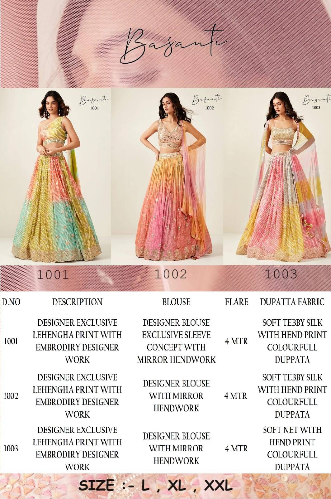 Basanti By Fashid Wholesale 1001 To 1003 Series Designer Beautiful Festive Collection Occasional Wear & Party Wear Dola Silk Lehengas At Wholesale Price