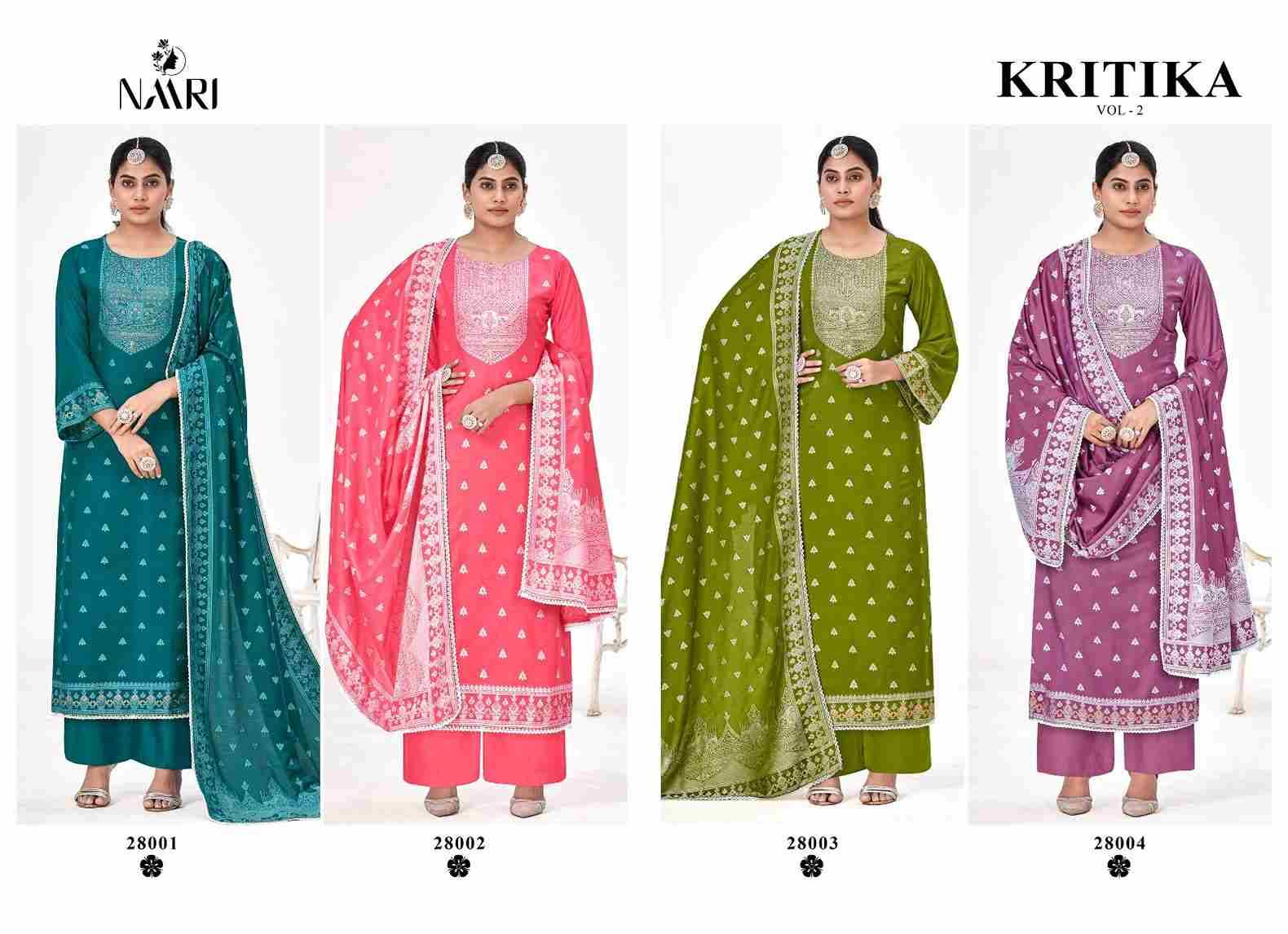 Kritika Vol-2 By Naari 28001 To 28004 Series Beautiful Festive Suits Colorful Stylish Fancy Casual Wear & Ethnic Wear Pure Muslin Jacquard Dresses At Wholesale Price