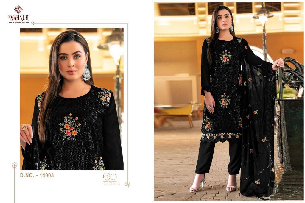 Emaan Adeel Premium Collection Vol-14 By Mahnur Fashion 14001 To 14003 Series Beautiful Pakistani Suits Colorful Stylish Fancy Casual Wear & Ethnic Wear Heavy Georgette With Embroidered Dresses At Wholesale Price