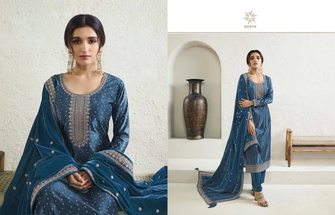 Kanval By Vinay Fashion 65671 To 65676 Series Beautiful Festive Suits Colorful Stylish Fancy Casual Wear & Ethnic Wear Velvet Embroidered Dresses At Wholesale Price