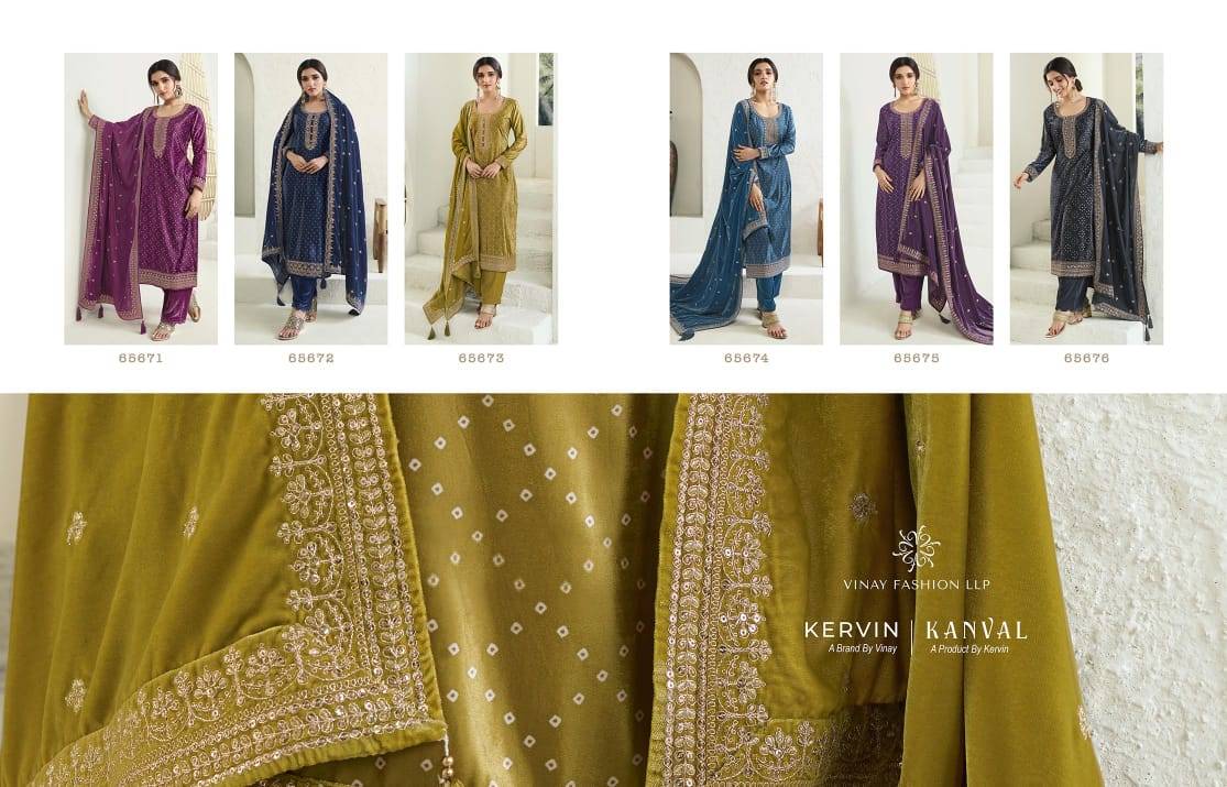 Kanval By Vinay Fashion 65671 To 65676 Series Beautiful Festive Suits Colorful Stylish Fancy Casual Wear & Ethnic Wear Velvet Embroidered Dresses At Wholesale Price