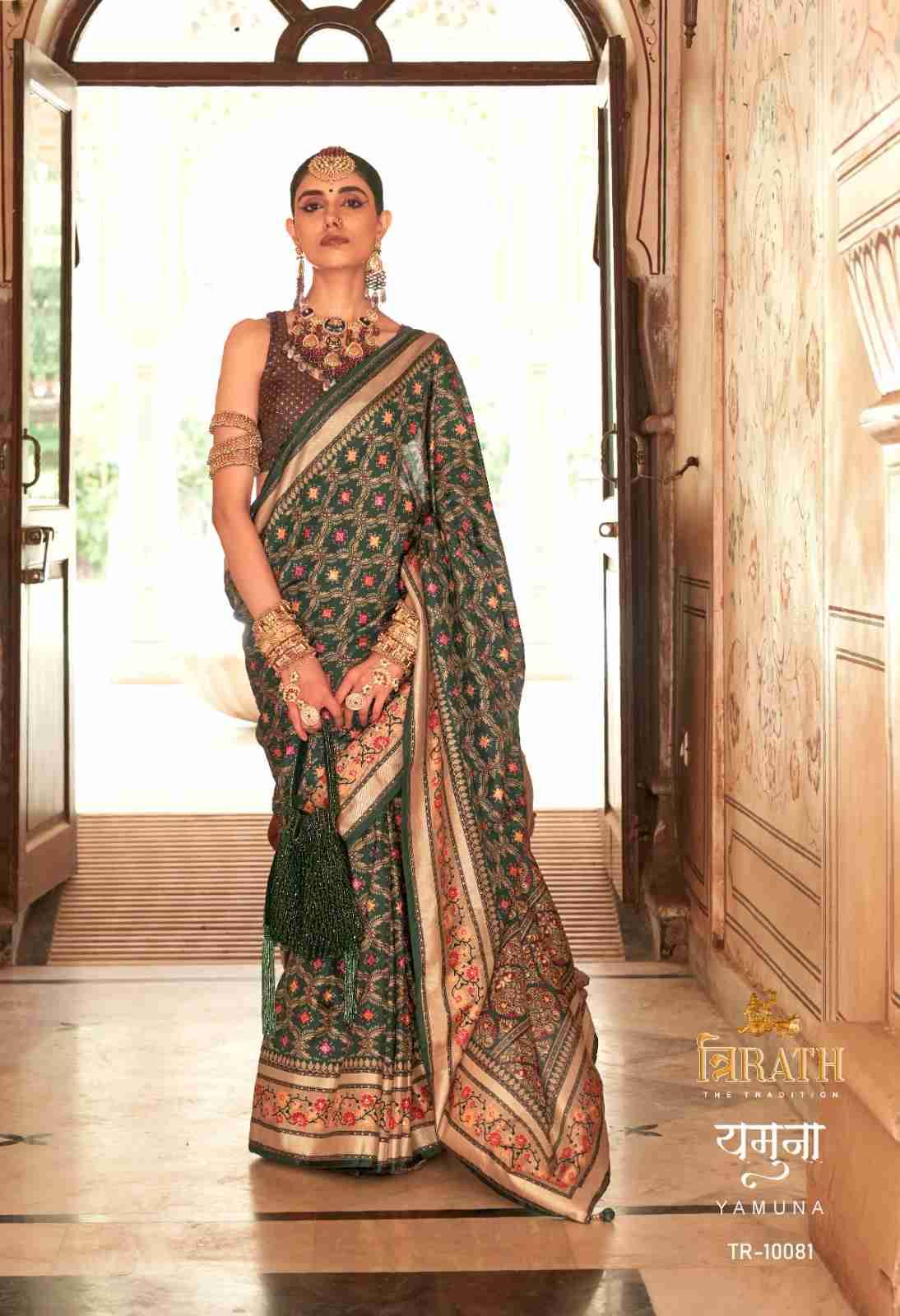Yamuna By Trirath 10079 To 10087 Series Indian Traditional Wear Collection Beautiful Stylish Fancy Colorful Party Wear & Occasional Wear Banarasi Silk Sarees At Wholesale Price