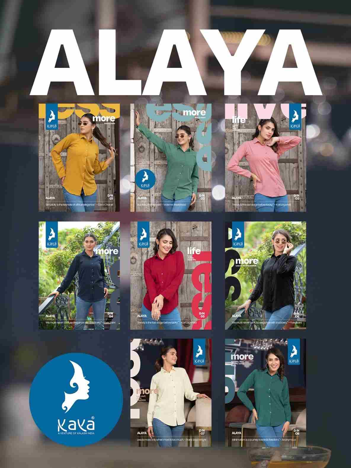 Alaya By Kaya 01 To 08 Series Designer Stylish Fancy Colorful Beautiful Party Wear & Ethnic Wear Collection Poly Lycra Tops At Wholesale Price