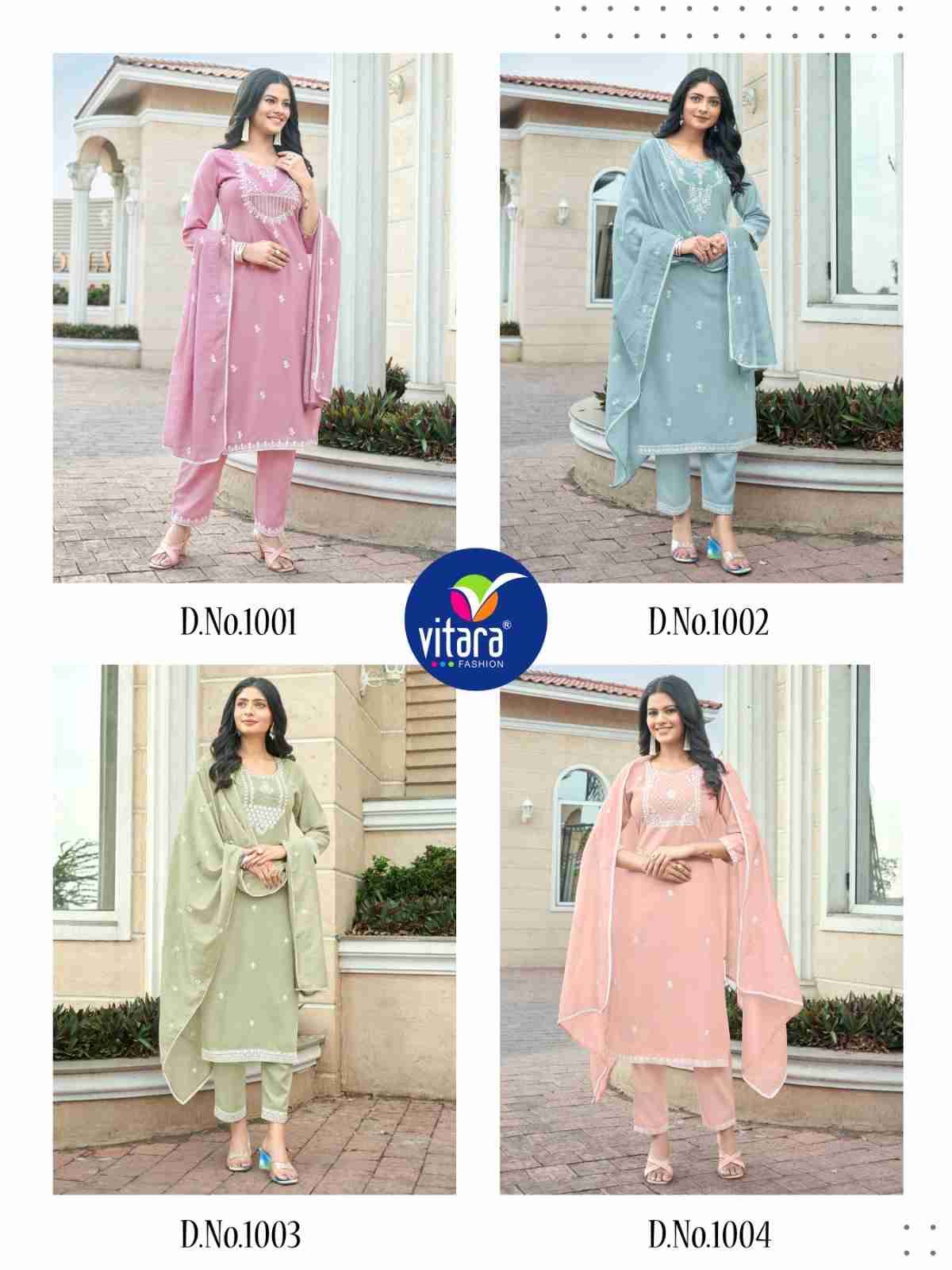 Ornet By Vitara 1001 To 1004 Series Beautiful Festive Suits Colorful Stylish Fancy Casual Wear & Ethnic Wear Slub Cotton Dresses At Wholesale Price