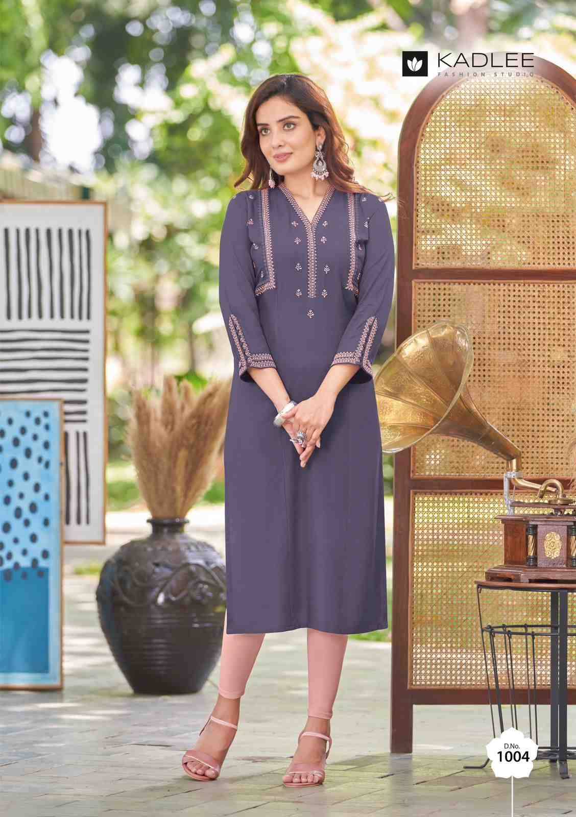 Morni By Kadlee 1001 To 1006 Series Designer Stylish Fancy Colorful Beautiful Party Wear & Ethnic Wear Collection Heavy Rayon Embroidered Kurtis At Wholesale Price