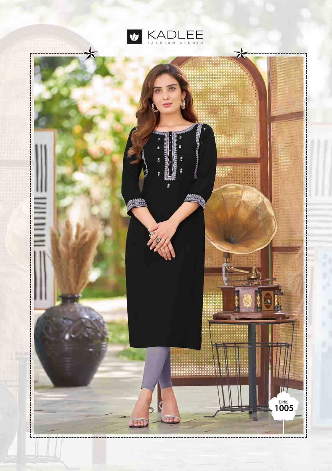 Morni By Kadlee 1001 To 1006 Series Designer Stylish Fancy Colorful Beautiful Party Wear & Ethnic Wear Collection Heavy Rayon Embroidered Kurtis At Wholesale Price