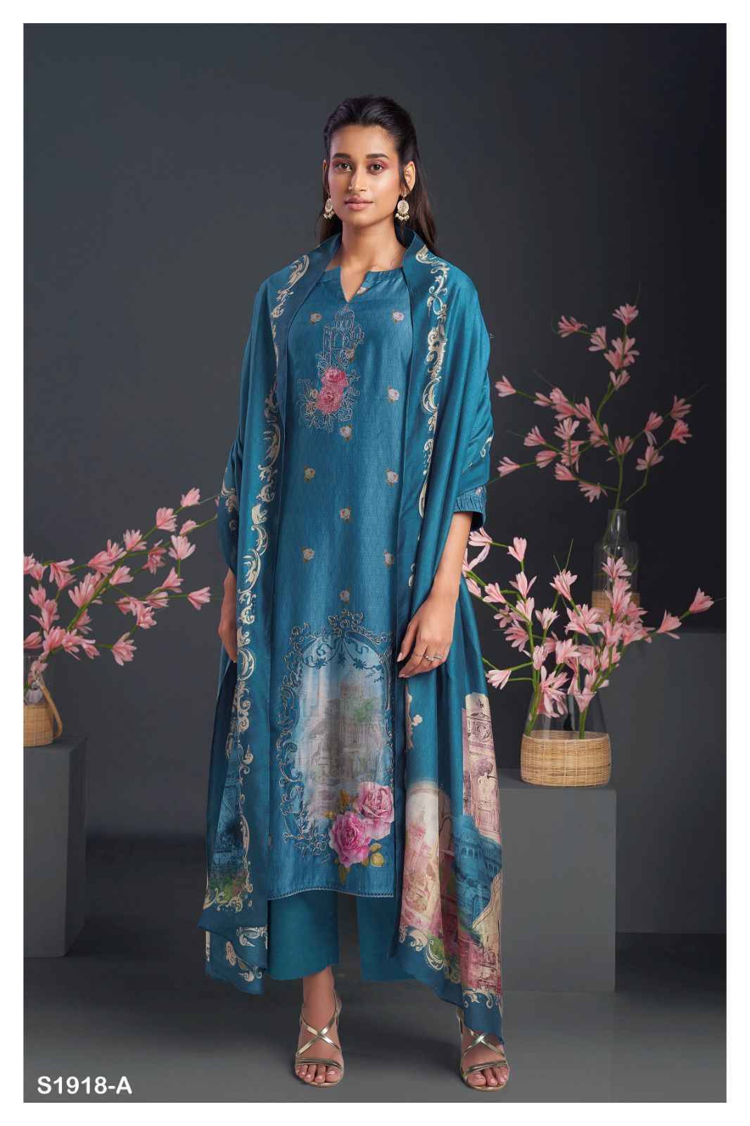 Shayla-1918 By Ganga Fashion 1918-A To 1918-D Series Beautiful Stylish Festive Suits Fancy Colorful Casual Wear & Ethnic Wear & Ready To Wear Bemberg Silk Dresses At Wholesale Price
