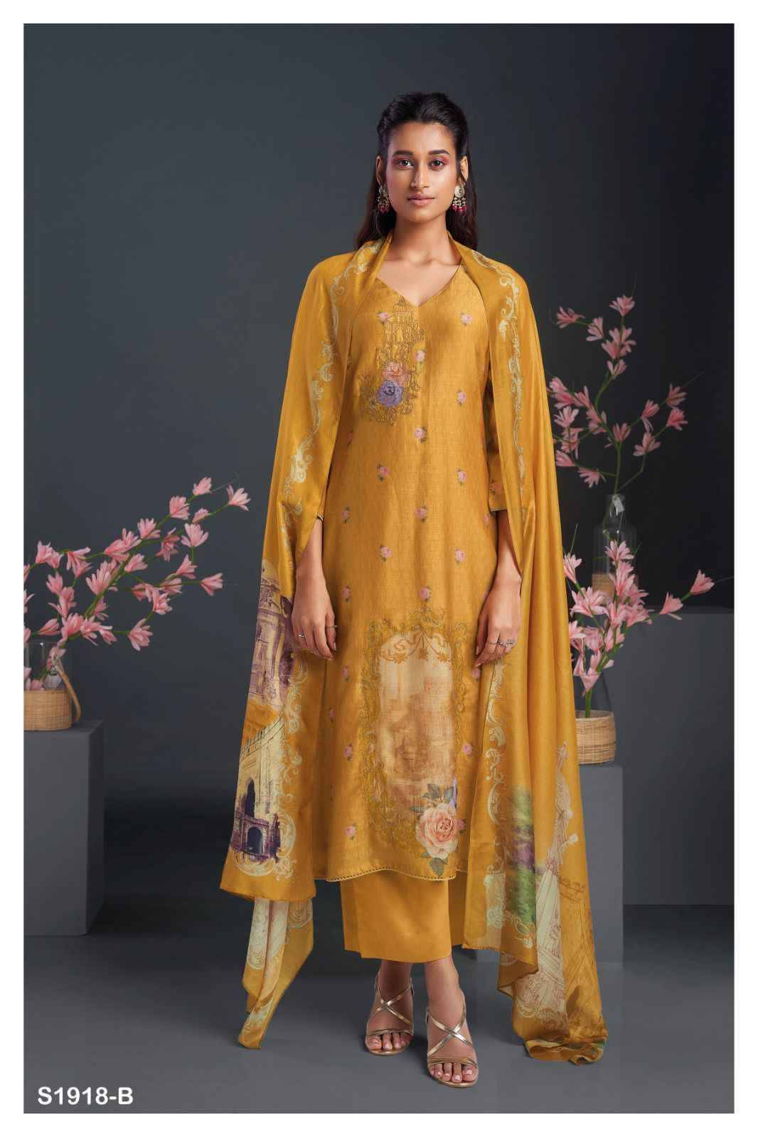 Shayla-1918 By Ganga Fashion 1918-A To 1918-D Series Beautiful Stylish Festive Suits Fancy Colorful Casual Wear & Ethnic Wear & Ready To Wear Bemberg Silk Dresses At Wholesale Price