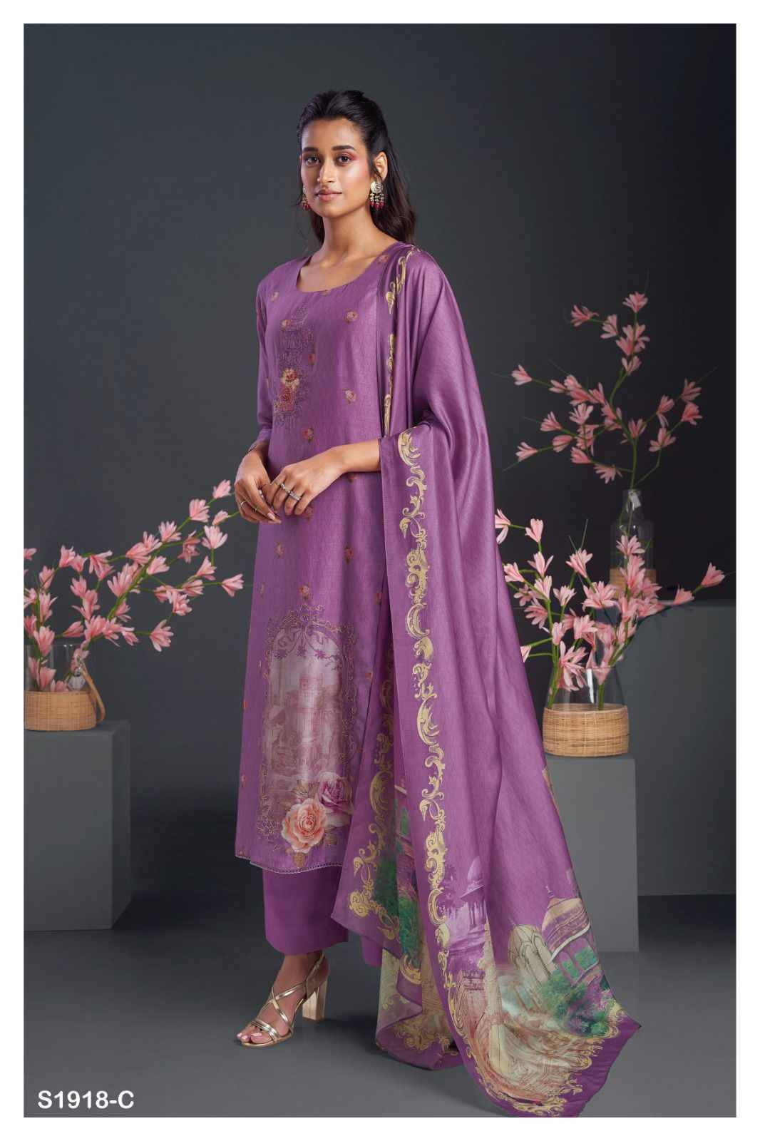 Shayla-1918 By Ganga Fashion 1918-A To 1918-D Series Beautiful Stylish Festive Suits Fancy Colorful Casual Wear & Ethnic Wear & Ready To Wear Bemberg Silk Dresses At Wholesale Price