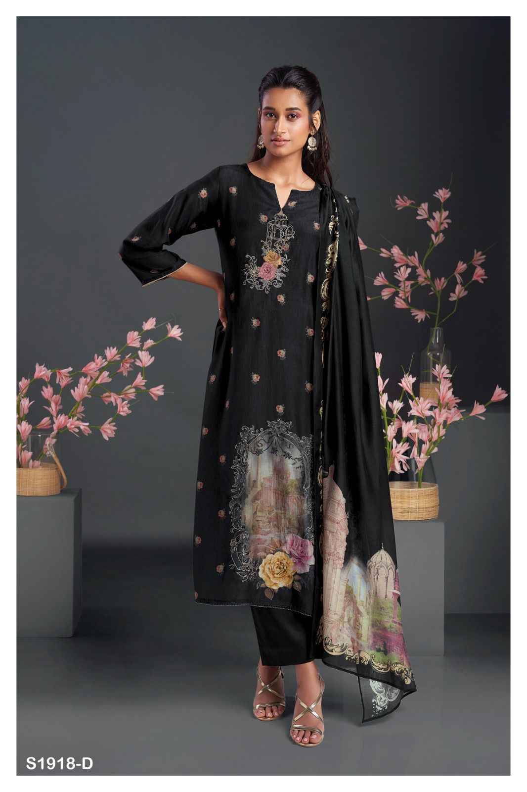 Shayla-1918 By Ganga Fashion 1918-A To 1918-D Series Beautiful Stylish Festive Suits Fancy Colorful Casual Wear & Ethnic Wear & Ready To Wear Bemberg Silk Dresses At Wholesale Price