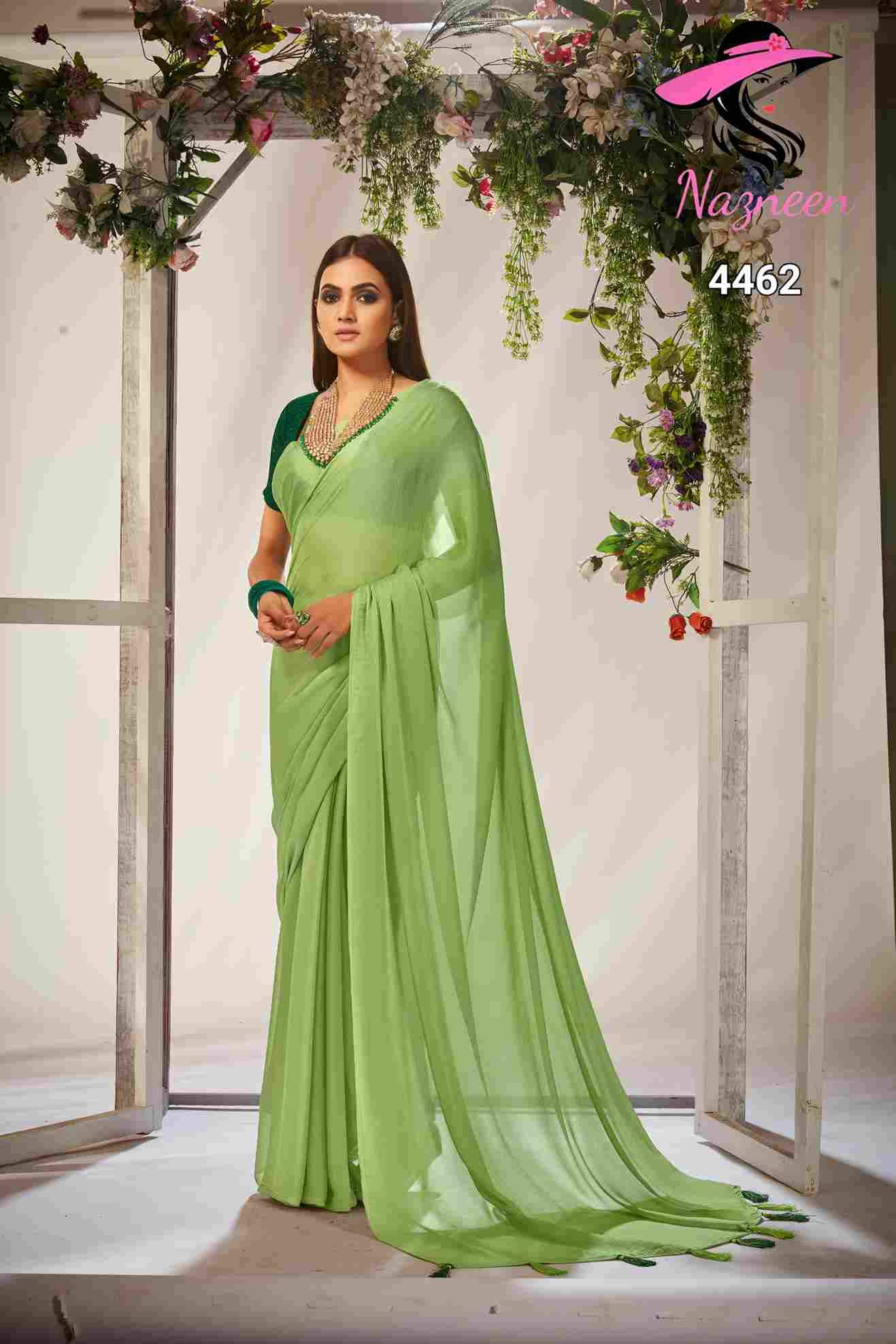 Swarna Vol-2 By Nazneen 4462 To 4464 Series Indian Traditional Wear Collection Beautiful Stylish Fancy Colorful Party Wear & Occasional Wear Kiwi Crush Sarees At Wholesale Price