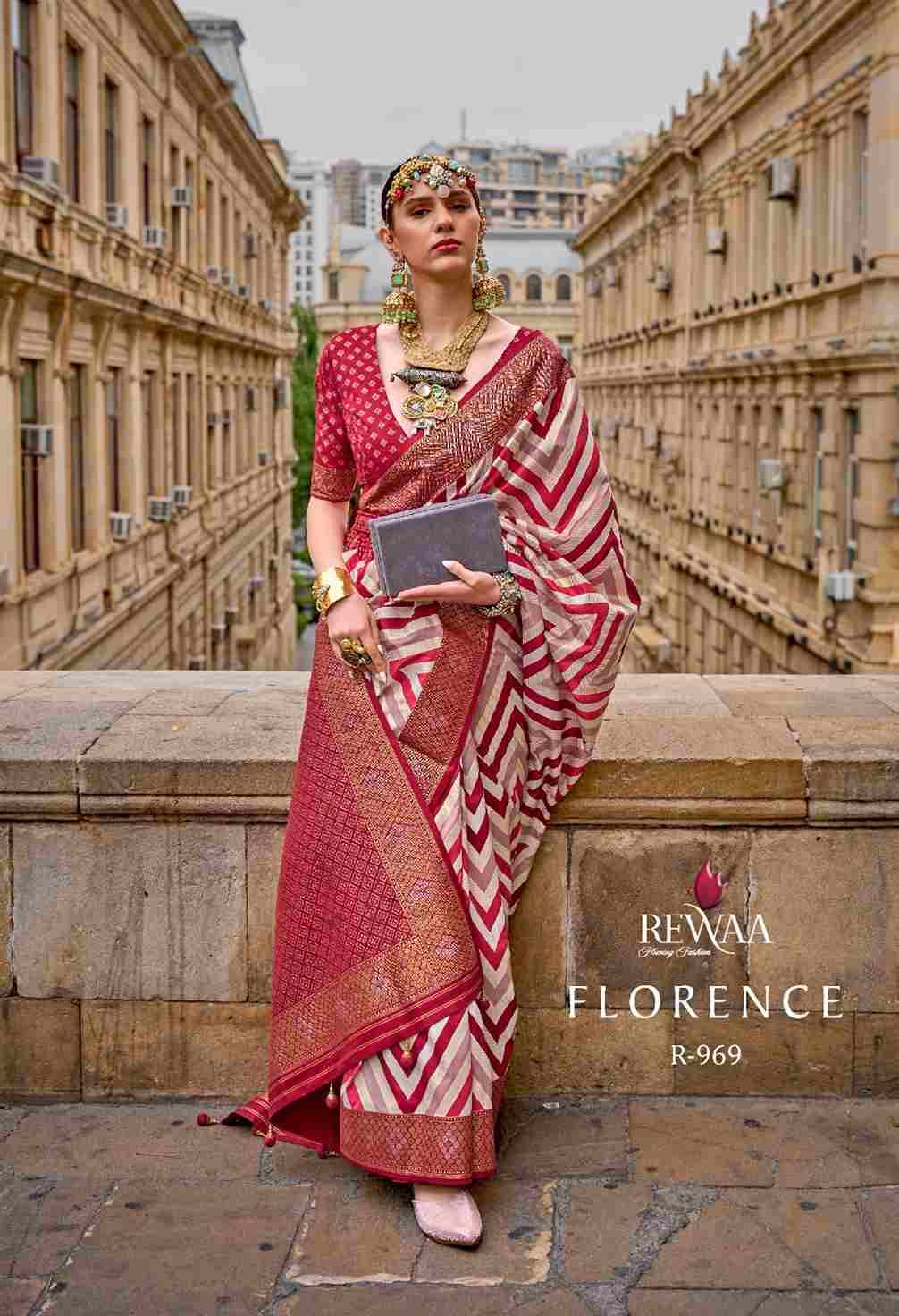Florence By Rewaa 965 To 976 Series Indian Traditional Wear Collection Beautiful Stylish Fancy Colorful Party Wear & Occasional Wear Silk Digital Print Sarees At Wholesale Price
