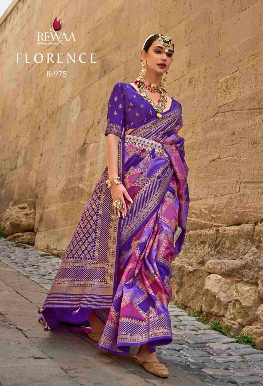 Florence By Rewaa 965 To 976 Series Indian Traditional Wear Collection Beautiful Stylish Fancy Colorful Party Wear & Occasional Wear Silk Digital Print Sarees At Wholesale Price