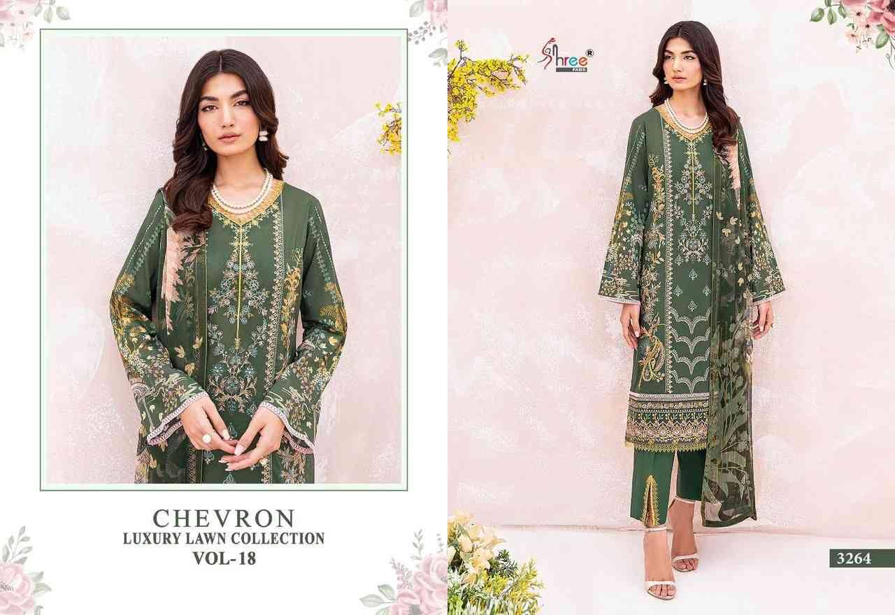 Chevron Luxury Lawn Collection Vol-18 By Shree Fabs 3264 To 3270 Series Pakistani Suits Collection Beautiful Stylish Fancy Colorful Party Wear & Occasional Wear Pure Lawn Embroidered Dresses At Wholesale Price