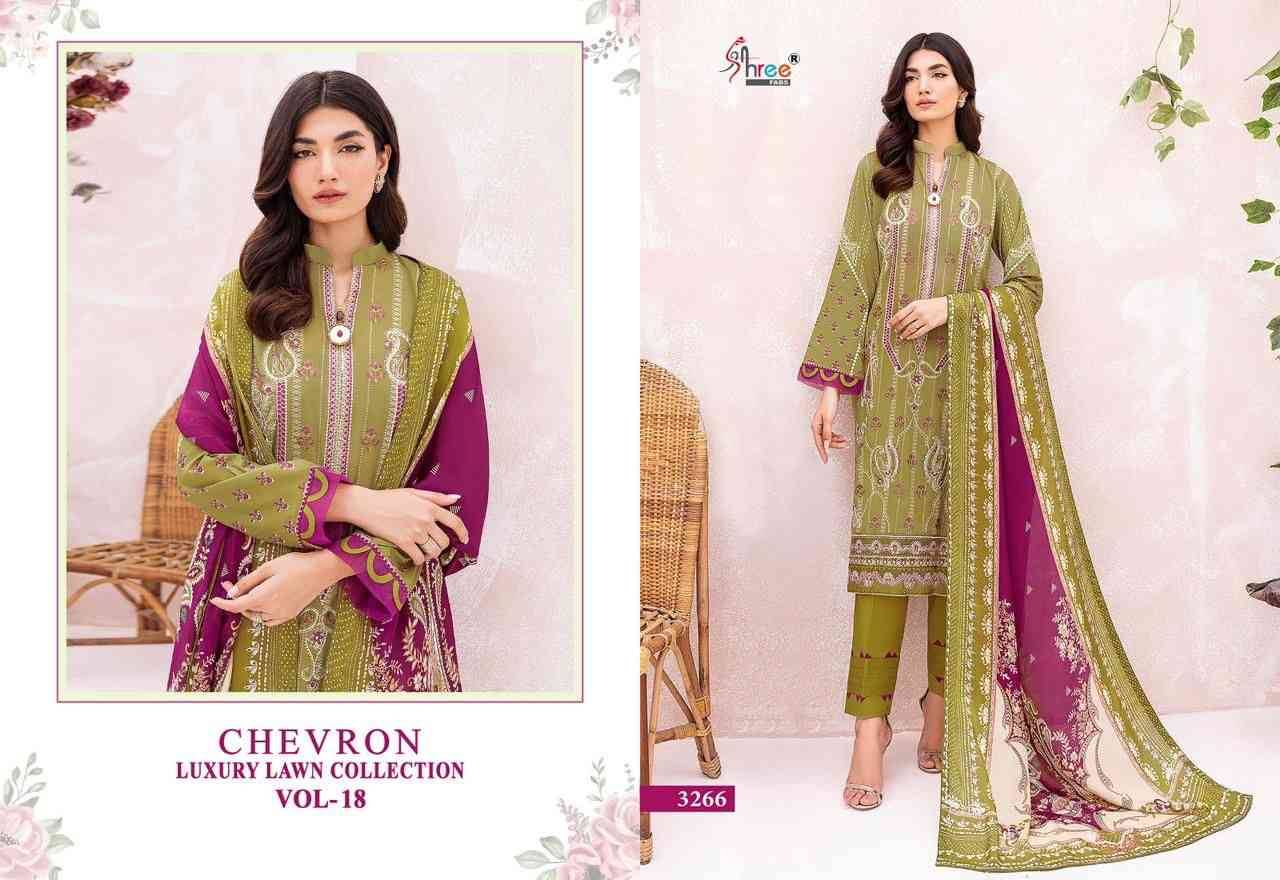 Chevron Luxury Lawn Collection Vol-18 By Shree Fabs 3264 To 3270 Series Pakistani Suits Collection Beautiful Stylish Fancy Colorful Party Wear & Occasional Wear Pure Lawn Embroidered Dresses At Wholesale Price