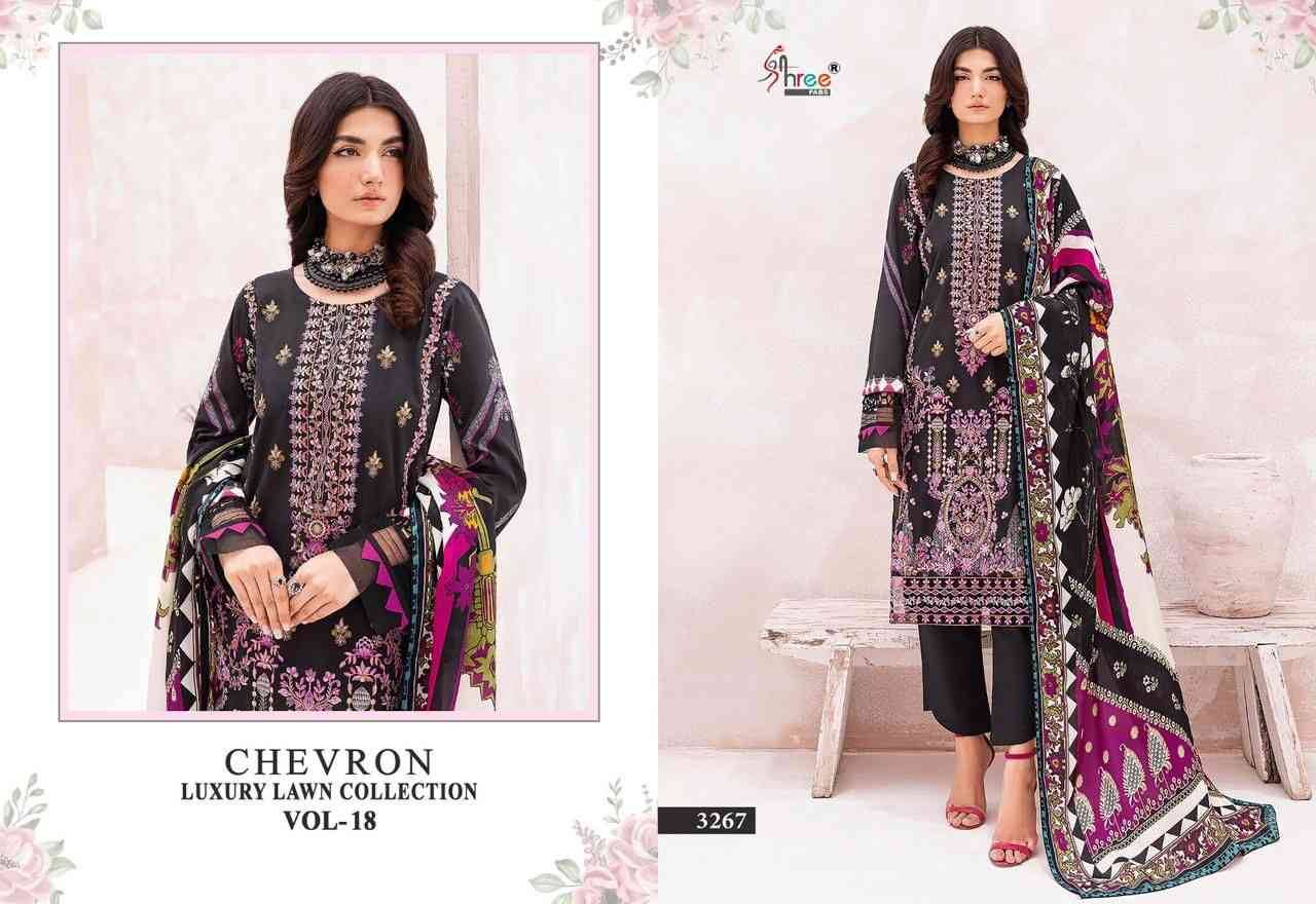 Chevron Luxury Lawn Collection Vol-18 By Shree Fabs 3264 To 3270 Series Pakistani Suits Collection Beautiful Stylish Fancy Colorful Party Wear & Occasional Wear Pure Lawn Embroidered Dresses At Wholesale Price