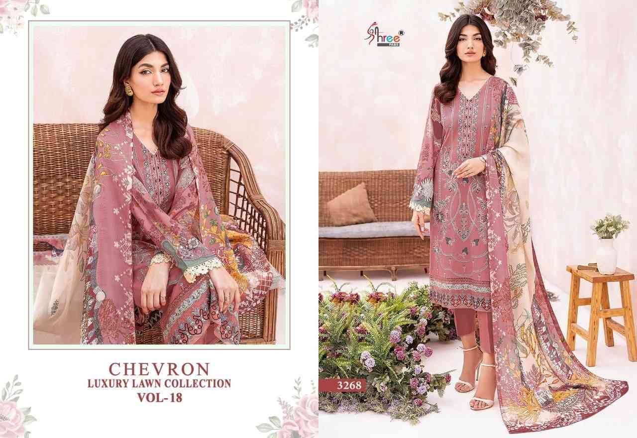 Chevron Luxury Lawn Collection Vol-18 By Shree Fabs 3264 To 3270 Series Pakistani Suits Collection Beautiful Stylish Fancy Colorful Party Wear & Occasional Wear Pure Lawn Embroidered Dresses At Wholesale Price