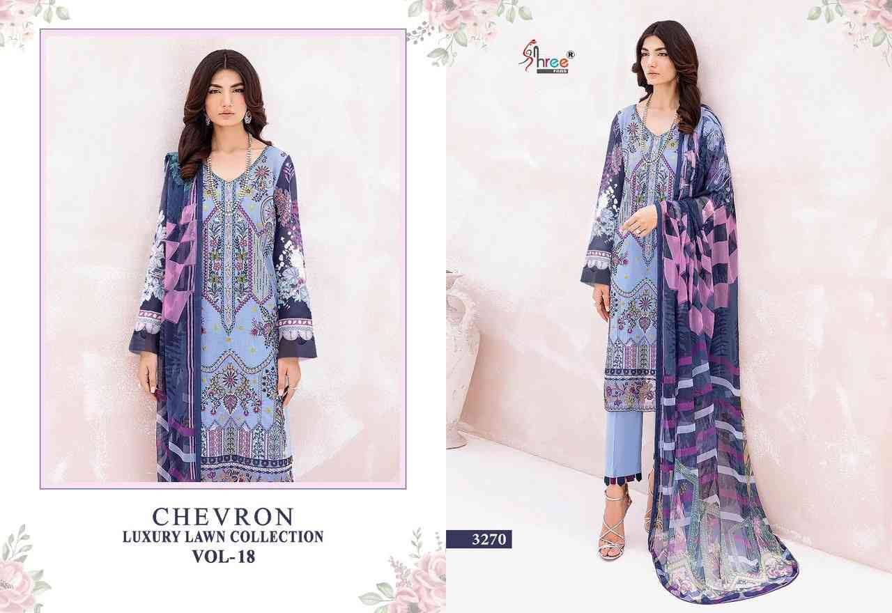 Chevron Luxury Lawn Collection Vol-18 By Shree Fabs 3264 To 3270 Series Pakistani Suits Collection Beautiful Stylish Fancy Colorful Party Wear & Occasional Wear Pure Lawn Embroidered Dresses At Wholesale Price