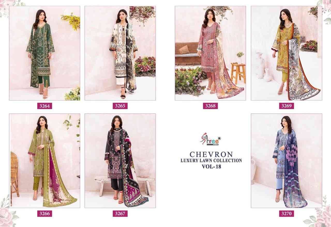 Chevron Luxury Lawn Collection Vol-18 By Shree Fabs 3264 To 3270 Series Pakistani Suits Collection Beautiful Stylish Fancy Colorful Party Wear & Occasional Wear Pure Lawn Embroidered Dresses At Wholesale Price