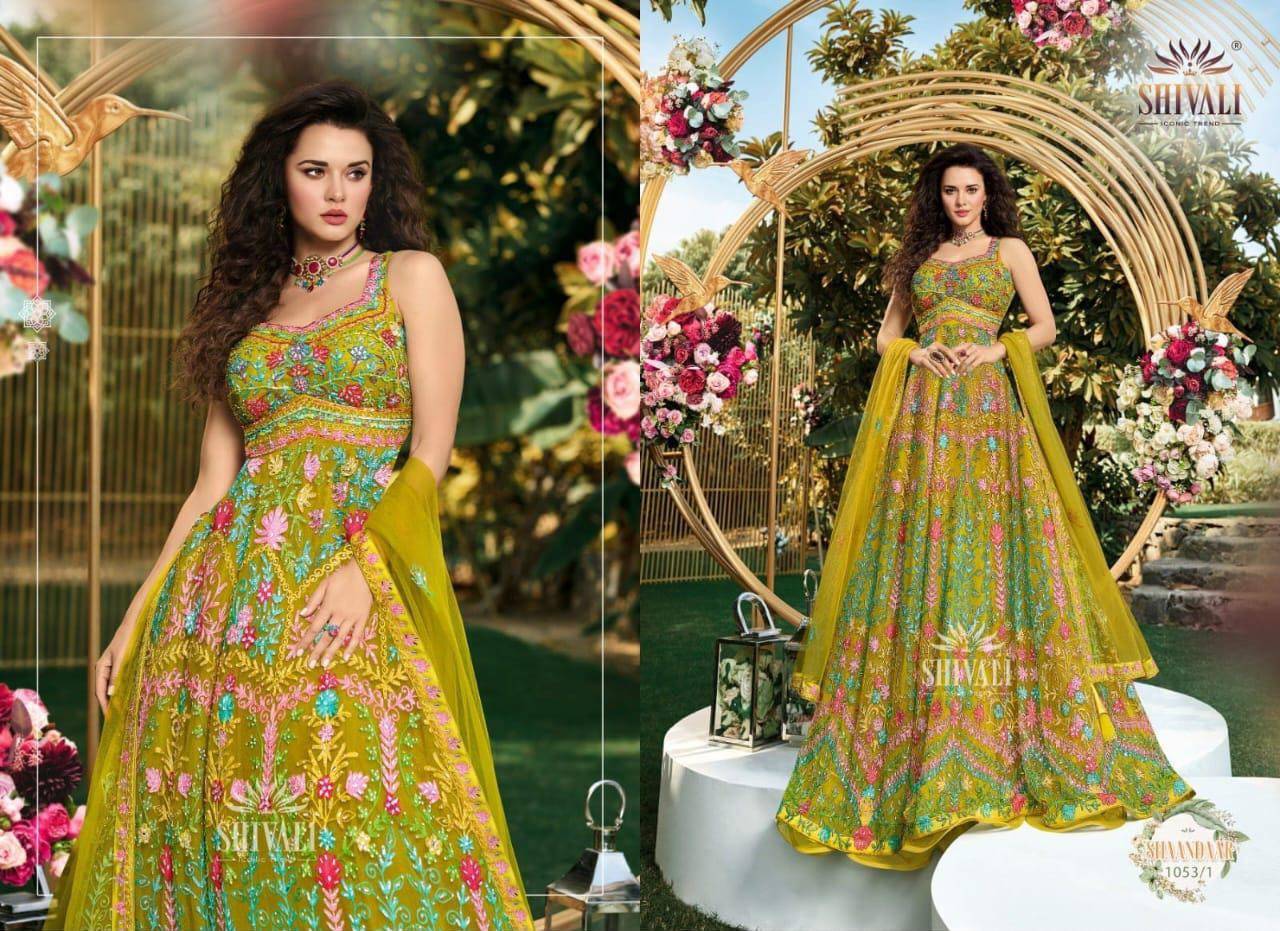Shivali Hit Design 1053-1 By Shivali Beautiful Stylish Fancy Colorful Casual Wear & Ethnic Wear Fancy Gowns With Dupatta At Wholesale Price